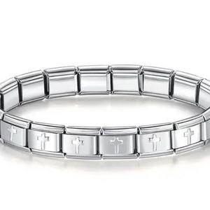custom cross italian charm bracelet stainless steel